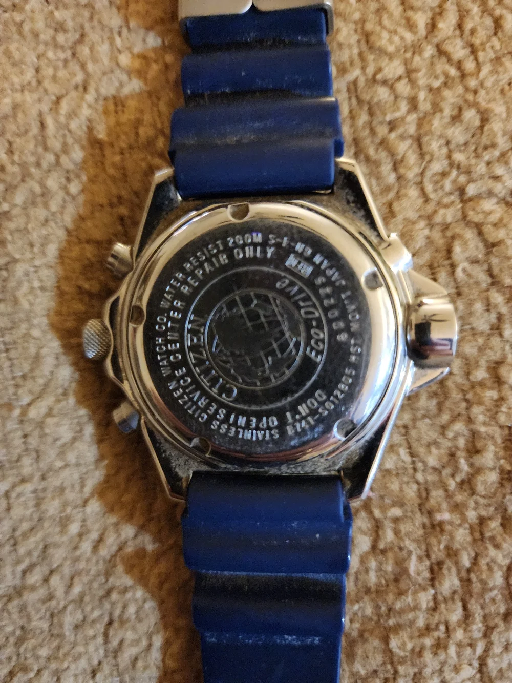 Citizen Diver's Chronograph Watch - Promaster Depth Blue Strap, W Tank Case RARE